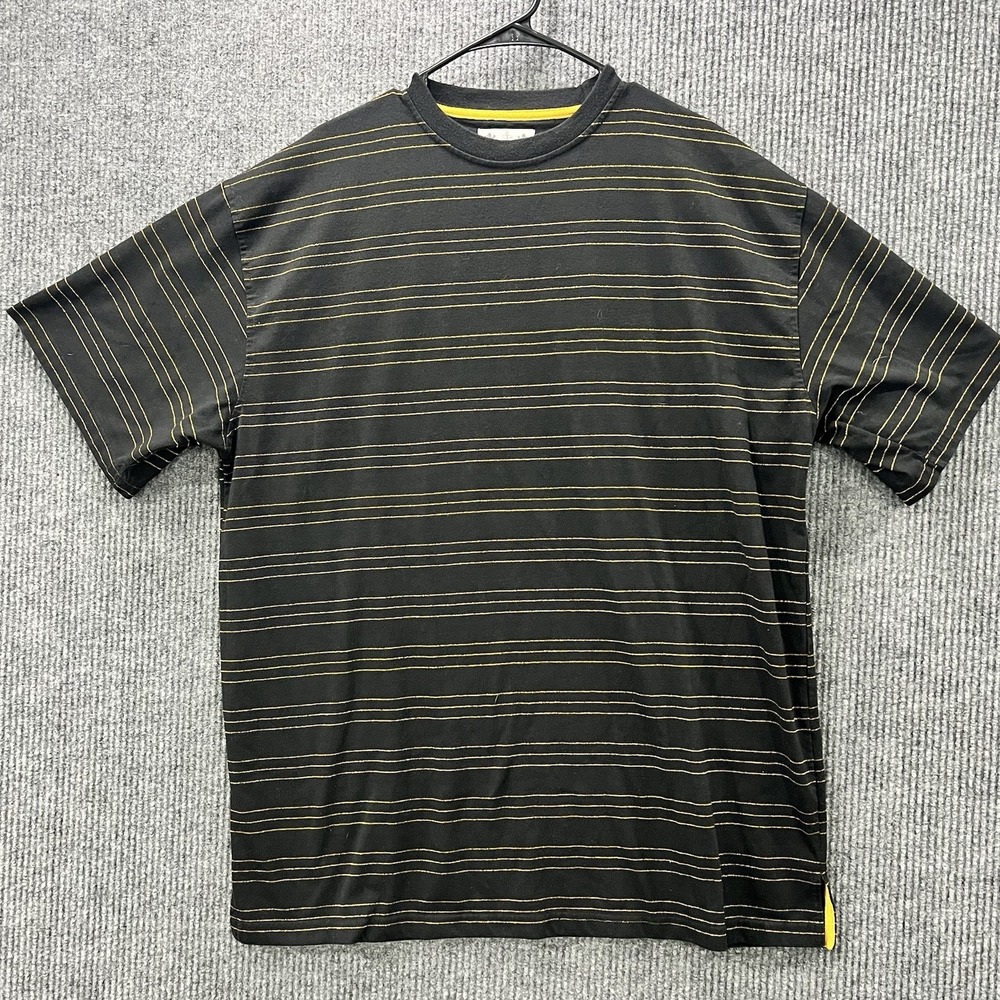 PJ Mark Mens Black Gold Metallic Striped T-Shirt Size 2XL Short Sleeve Cotton